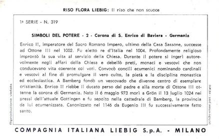 1971 Brooke Bond Liebig Simboli del potere 1 - Crowns 1 (Italian Text)(F1846, S1848) #2 Corona di S. Enrico di Baviera - Germania Back