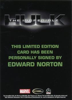 2008 Rittenhouse Incredible Hulk Expansion #NNO Edward Norton as Bruce Banner Back