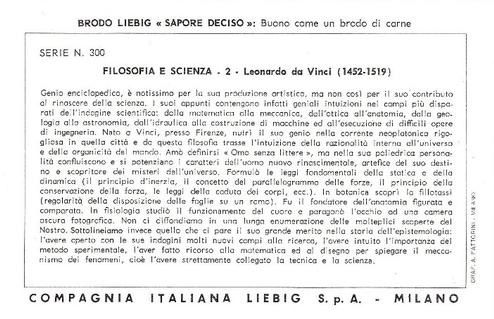 1968 Liebig Filosofia e scienza (Philosophers and scientists) (Italian Text)(F1826, S1829) #2 Leonardo da Vinci Back