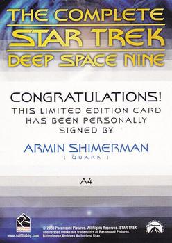 2003 Rittenhouse The Complete Star Trek Deep Space Nine - Autographs #A4 Armin Shimerman Back