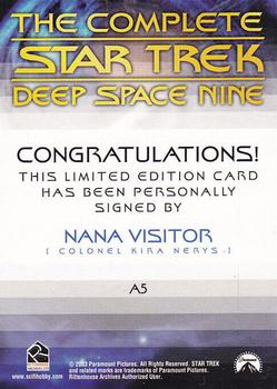 2003 Rittenhouse The Complete Star Trek Deep Space Nine - Autographs #A5 Nana Visitor Back