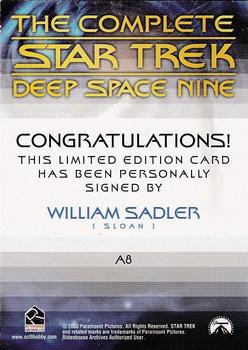 2003 Rittenhouse The Complete Star Trek Deep Space Nine - Autographs #A8 William Sadler Back