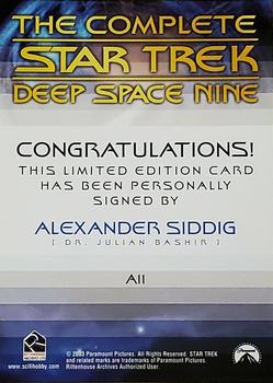 2003 Rittenhouse The Complete Star Trek Deep Space Nine - Autographs #A11 Alexander Siddig Back