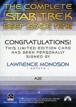2003 Rittenhouse The Complete Star Trek Deep Space Nine - Autographs #A20 Lawrence Monoson Back