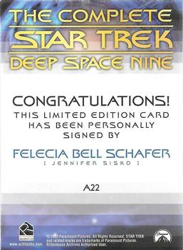 2003 Rittenhouse The Complete Star Trek Deep Space Nine - Autographs #A22 Felecia Bell Schafer Back
