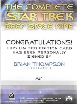 2003 Rittenhouse The Complete Star Trek Deep Space Nine - Autographs #A24 Brian Thompson Back