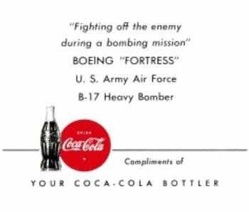 1942 Coca-Cola America's Fighting Planes #NNO Boeing B-17 Fortress Back