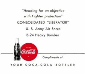 1942 Coca-Cola America's Fighting Planes #NNO Consolidated B-24 Liberator Back