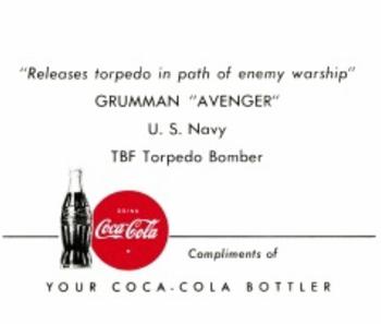1942 Coca-Cola America's Fighting Planes #NNO Grumman TBF Avenger Back