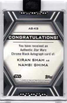 2022 Topps Chrome Black Star Wars - Autographs Design B #AB-KS Kiran Shah Back
