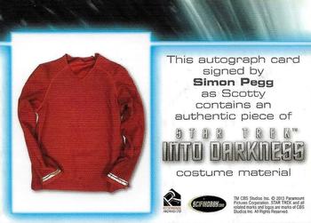 2014 Rittenhouse Star Trek Movies - Autographed Costume #NNO Simon Pegg Back