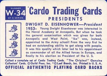 1958 Cardo Presidents #W-34 Dwight D. Eisenhower Back