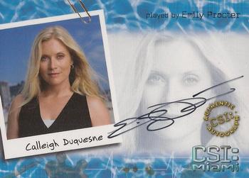 2004 Strictly Ink CSI Miami Series 1 - Autograph Cards #MI-A2 Emily Procter Front