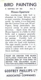 1938 Godfrey Phillips Bird Painting #2 House-Sparrow Back