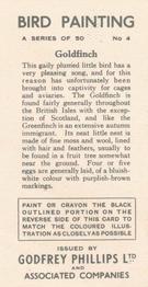 1938 Godfrey Phillips Bird Painting #4 Goldfinch Back