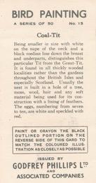 1938 Godfrey Phillips Bird Painting #15 Coal-Tit Back
