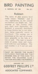 1938 Godfrey Phillips Bird Painting #21 Redstart Back