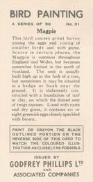 1938 Godfrey Phillips Bird Painting #31 Magpie Back