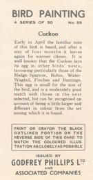 1938 Godfrey Phillips Bird Painting #35 Cuckoo Back