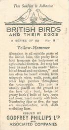 1936 Godfrey Phillips British Birds and Their Eggs #8 Yellow-Hammer Back
