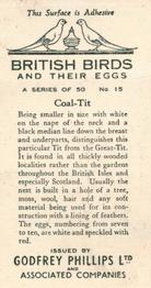 1936 Godfrey Phillips British Birds and Their Eggs #15 Coal-Tit Back