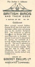 1936 Godfrey Phillips British Birds and Their Eggs #26 Goldcrest Back