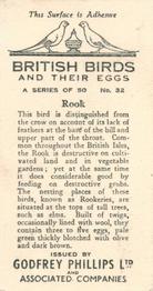1936 Godfrey Phillips British Birds and Their Eggs #32 Rook Back