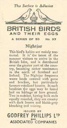 1936 Godfrey Phillips British Birds and Their Eggs #37 Nightjar Back