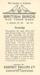 1936 Godfrey Phillips British Birds and Their Eggs #43 Partridge Back