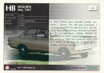 2004 Kryptyx Holden Master Collection; 2nd Series #201 HB Torana Brabham Back