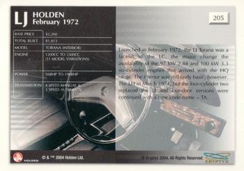 2004 Kryptyx Holden Master Collection; 2nd Series #205 LJ Torana (Interior) Back