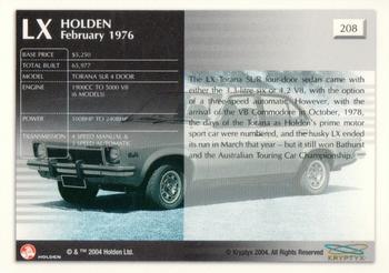 2004 Kryptyx Holden Master Collection; 2nd Series #208 LX Torana SLR 4 Door Back