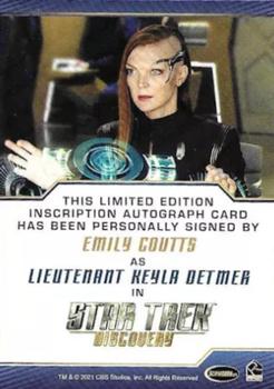 2022 Rittenhouse Star Trek: Discovery Season Three - Autographed Inscriptions (Blue Border Design) #NNO Emily Coutts Back