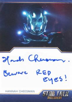 2022 Rittenhouse Star Trek: Discovery Season Three - Autographed Inscriptions (Blue Border Design) #NNO Hannah Cheesman Front