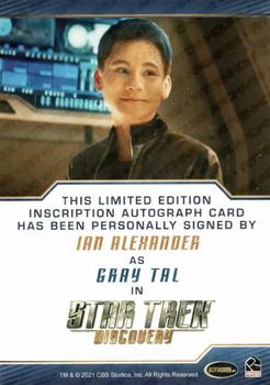 2022 Rittenhouse Star Trek: Discovery Season Three - Autographed Inscriptions (Blue Border Design) #NNO Ian Alexander Back
