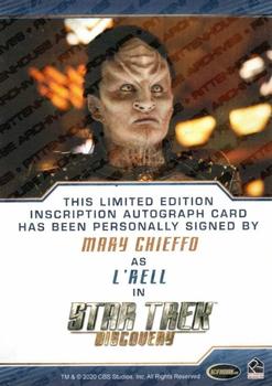 2022 Rittenhouse Star Trek: Discovery Season Three - Autographed Inscriptions (Blue Border Design) #NNO Mary Chieffo Back