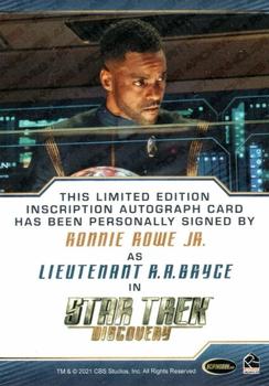 2022 Rittenhouse Star Trek: Discovery Season Three - Autographed Inscriptions (Blue Border Design) #NNO Ronnie Rowe Jr. Back