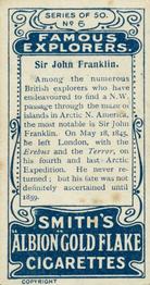 1911 F. & J. Smith's Famous Explorers #6 Sir John Franklin Back