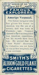 1911 F. & J. Smith's Famous Explorers #7 Amerigo Vespucci Back