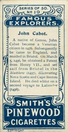 1911 F. & J. Smith's Famous Explorers #19 John Cabot Back