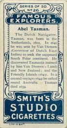 1911 F. & J. Smith's Famous Explorers #26 Abel Tasman Back