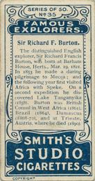 1911 F. & J. Smith's Famous Explorers #35 Richard F. Burton Back
