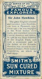 1911 F. & J. Smith's Famous Explorers #37 Sir John Hawkins Back