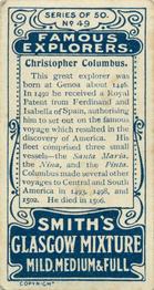 1911 F. & J. Smith's Famous Explorers #49 Christopher Columbus Back