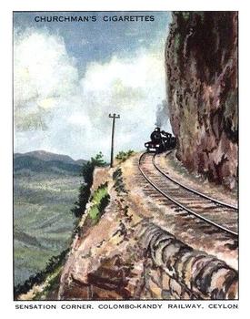 1937 Churchman's Wonderful Railway Travel (Large) #1 Sensation Corner, Colombo-Kandy Railway, Ceylon Front