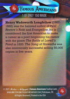 2021 Historic Autographs Famous Americans - Alloy #19 Henry Wadsworth Longfellow Back