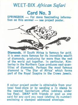 1974 Weet-Bix African Safari #3 Springbok Back