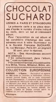 1934 Suchard Collection Européenne #12 Allemagne - Dresden - L'Opéra Back