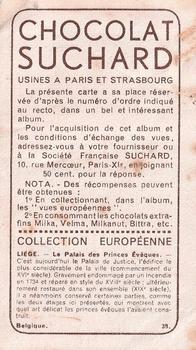 1934 Suchard Collection Européenne #38 Belgique - Liège - Palais des Princes-Evèques Back