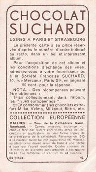 1934 Suchard Collection Européenne #40 Belgique - Malines - Cathédrale St. Rombault Back